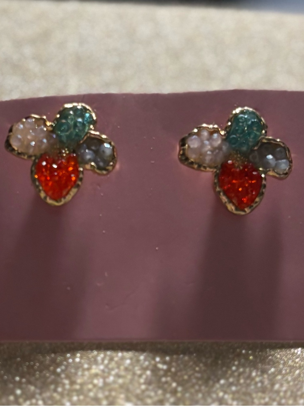 Crystal and Beaded One of a Kind Earrings! Only one set available. - Picture 3 of 4